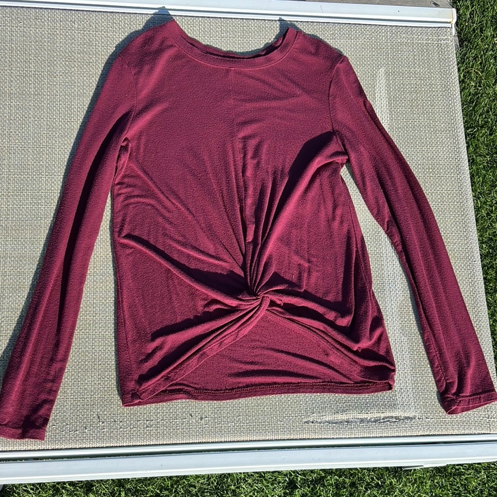 Art Class Red Long Sleeve Tie Front Blouse